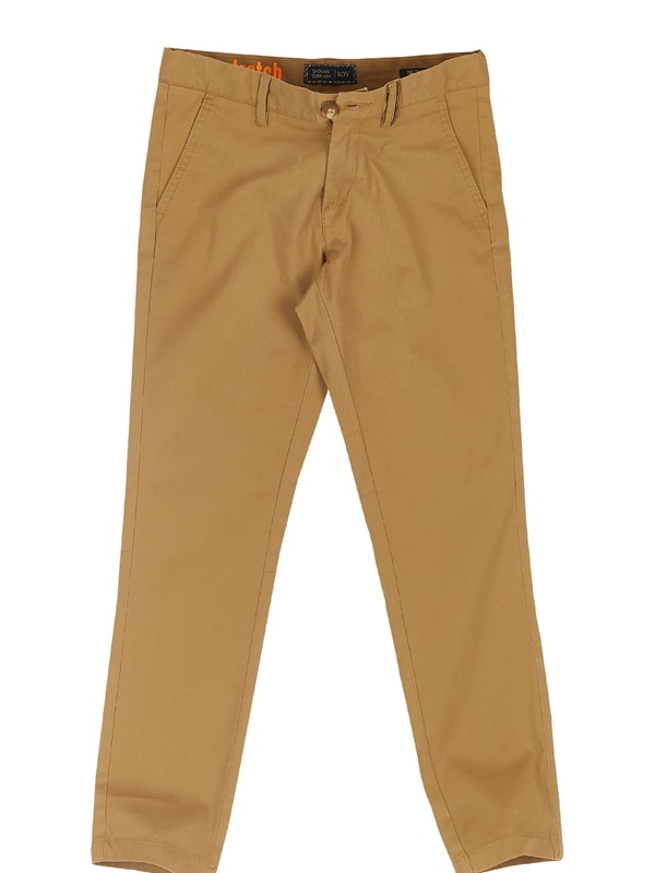 Boys Dark Khaki Regular Fit Solids Trouser